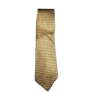 Umberto Bossi Gold Tan Blue Geometric Pointed Silk Handmade‎ Tie